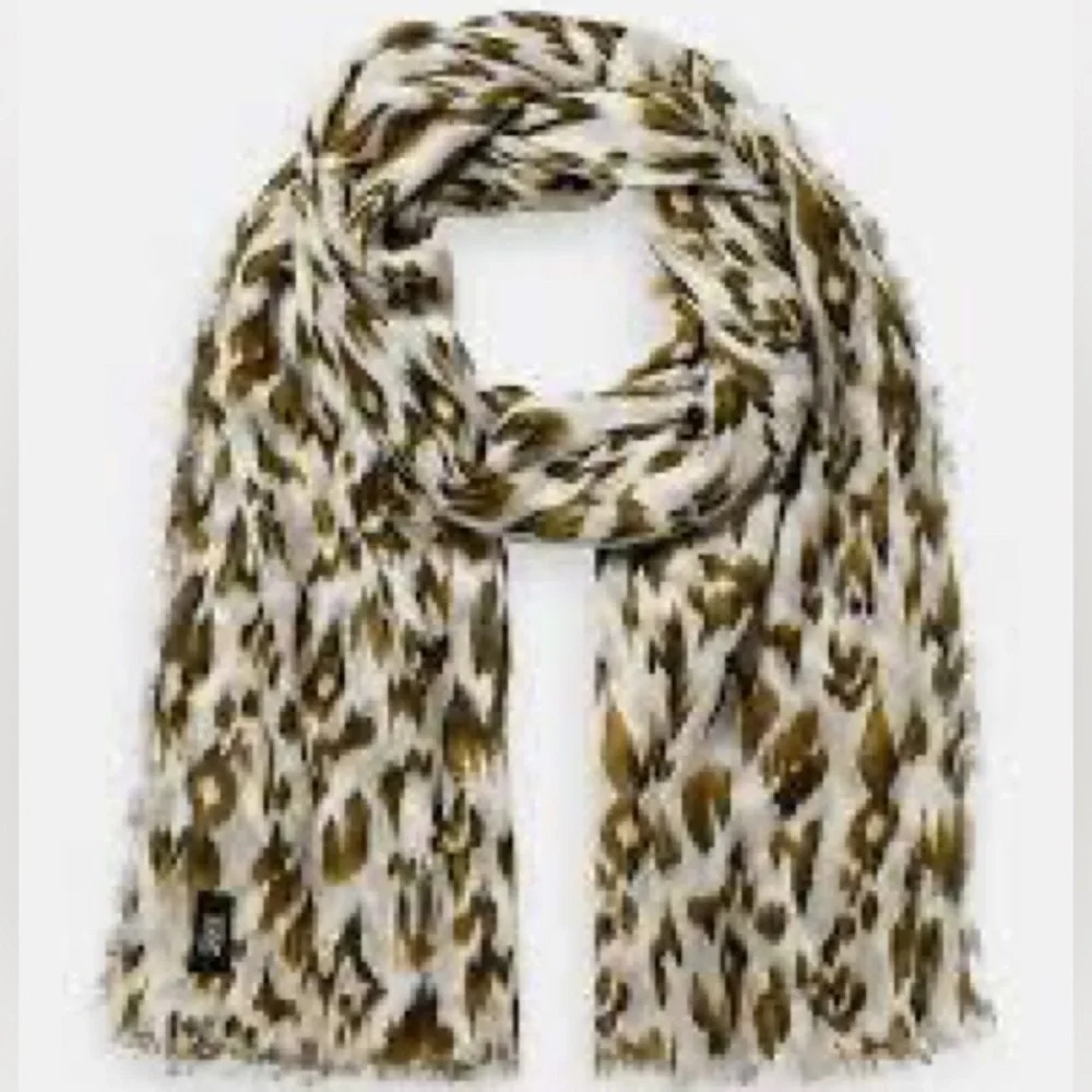 Scotch & Soda Ikat Printed Scarf In Green And White NWT